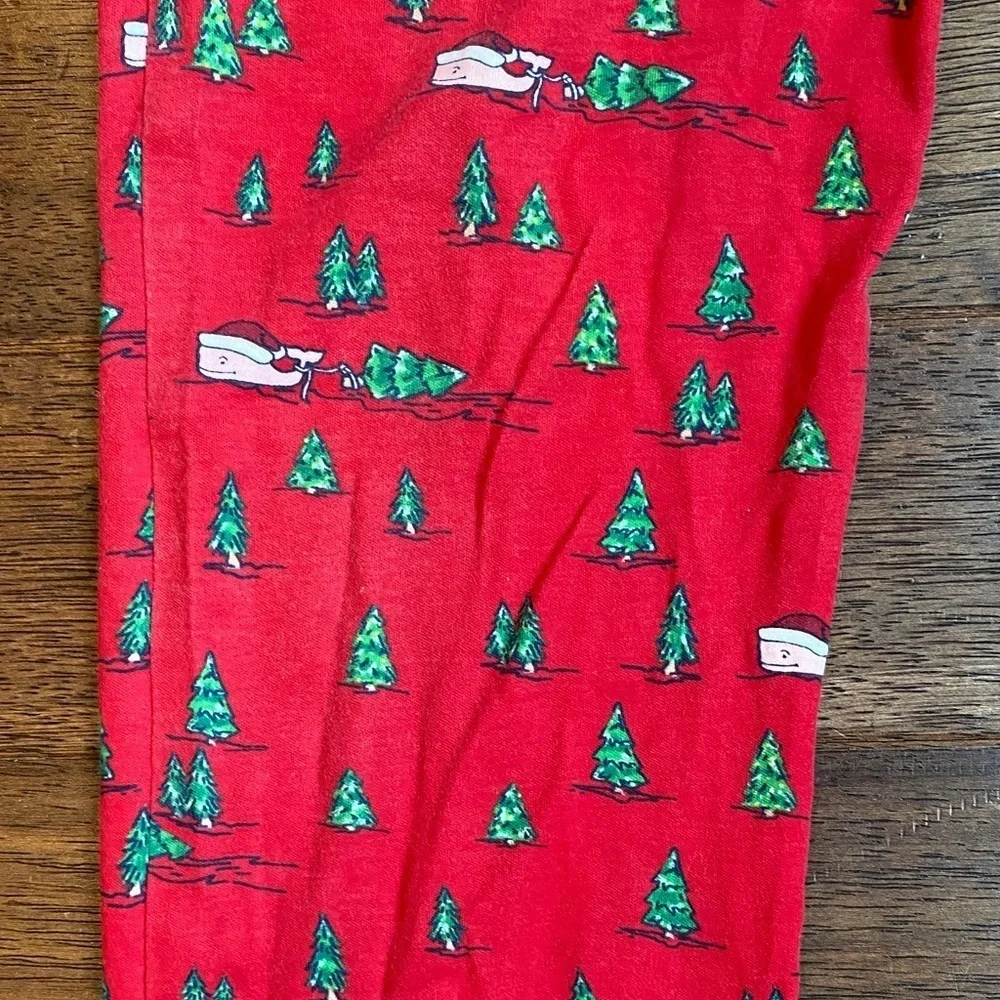 Vineyard Vines Red Kids Pajama Set with Christmas Trees